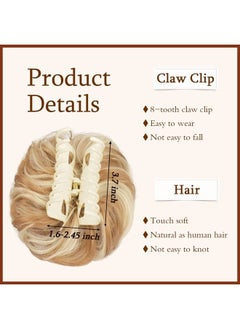 SOFEIYAN Claw Clip Messy Bun Hair Piece Wavy Curly Hair Bun Clip in Claw Chignon Ponytail Hairpieces Synthetic Tousled Updo Hair Extensions Scrunchie Hairpiece for Women, Golden Brown Mixed Blonde  - Image 3