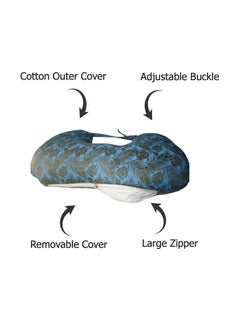 Get It Cotton Mutlipurpose 5 In 1 Baby Feeding Nursing Pillow With Adjustable Strap; For Breastfeeding Baby Support & Playtime ; Washable Premium Cotton Cover With Zip (Blue Leaf Print)  - Image 4