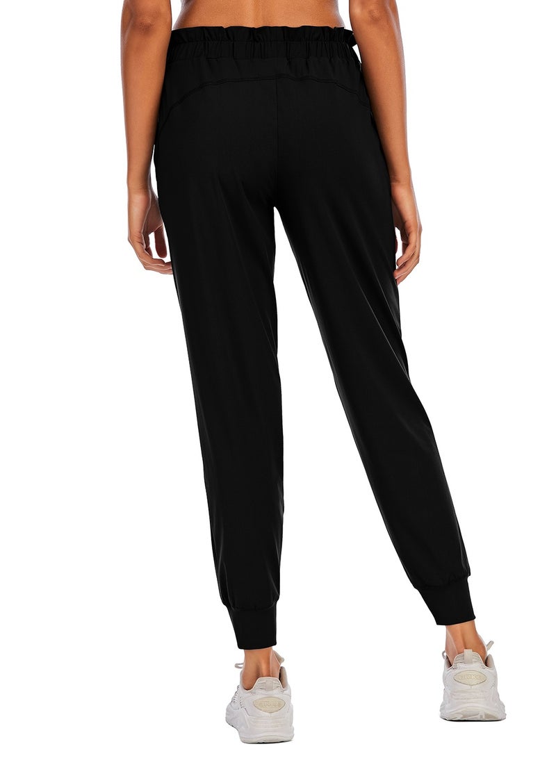 Loquat Loose sports pants lady's running fitness pants quick dry high waist leisure yoga pants summer thin black  - Image 3