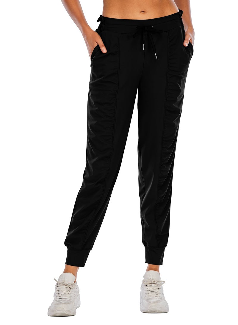 Loquat Loose sports pants lady's running fitness pants quick dry high waist leisure yoga pants summer thin black  - Image 1