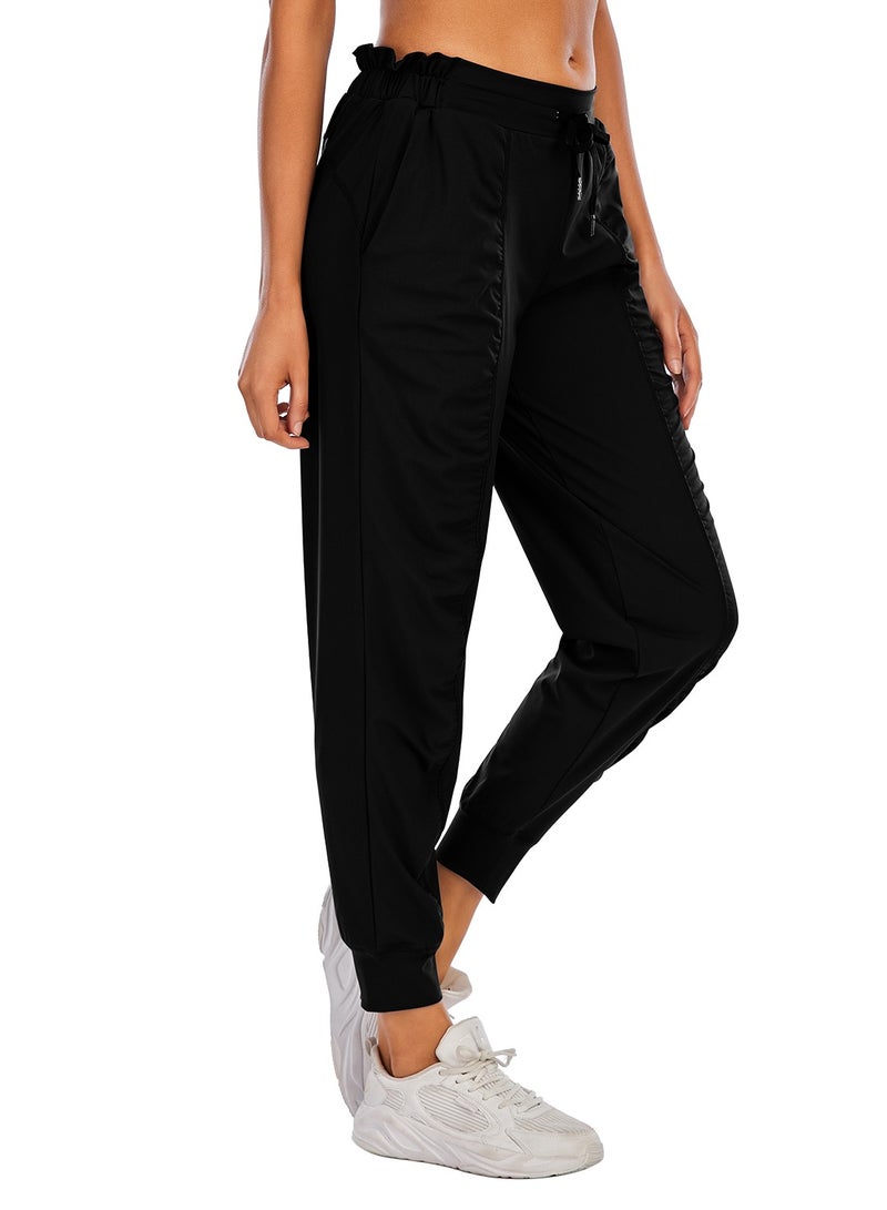 Loquat Loose sports pants lady's running fitness pants quick dry high waist leisure yoga pants summer thin black  - Image 2