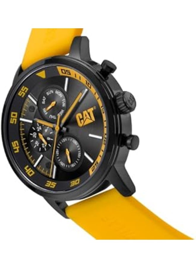 Caterpillar CAT Sail Men's Multifunction Quartz Watch - Black Dial, Yellow Silicone Strap AK.169.27.127 - Image 3
