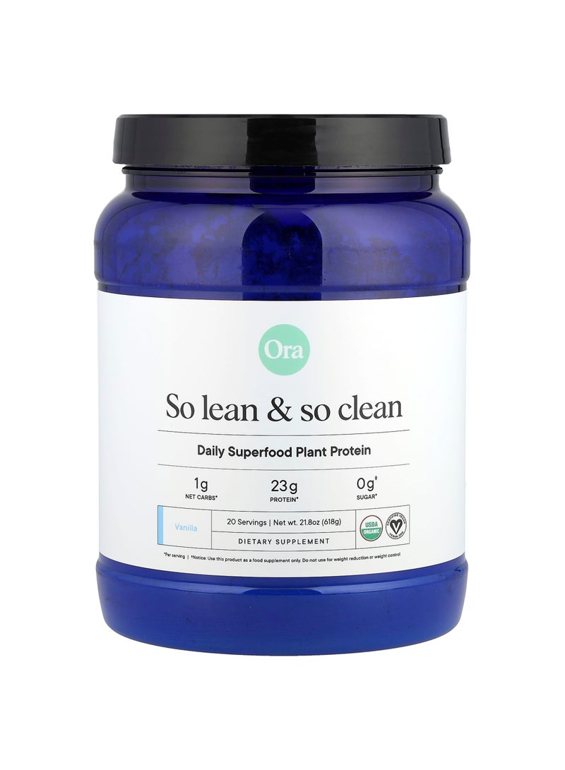 So Lean & So Clean, Daily Superfood Plant Protein, Vanilla, 21.8 oz (618 g)