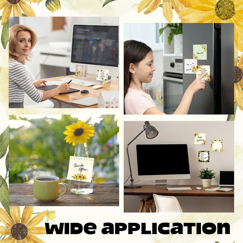Saypacck 9 Pads Sunflower Sticky Notes Cartoon Self Stick Notepads 3x3 Inches Notes Adhesive Memo Pad Office Decor Gifts for Students School Teacher Office Meeting - Image 5