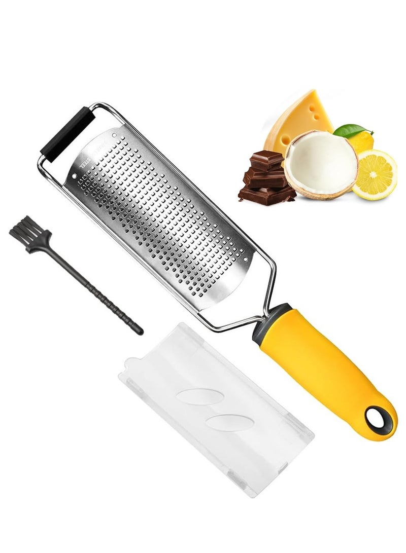 SYOSI Cheese Grater Handheld,Kitchen Lemon Zester Grater for Cheese,Lemon, Ginger,Garlic,Vegetables,Fruits(with Protective Cover + Cleaning Brush) - Image 1