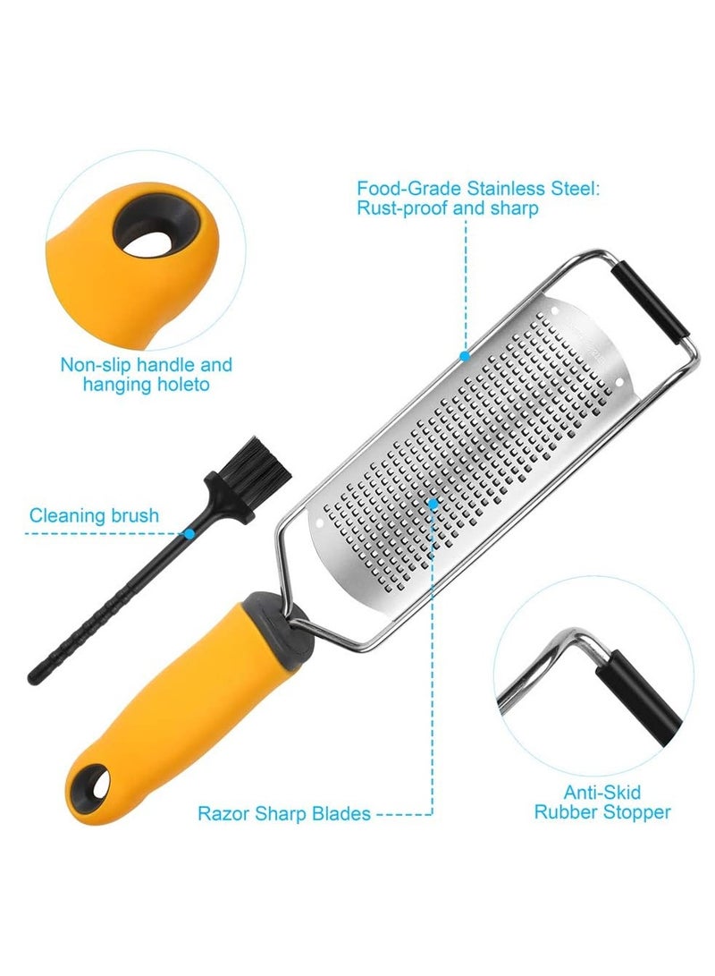 SYOSI Cheese Grater Handheld,Kitchen Lemon Zester Grater for Cheese,Lemon, Ginger,Garlic,Vegetables,Fruits(with Protective Cover + Cleaning Brush) - Image 2