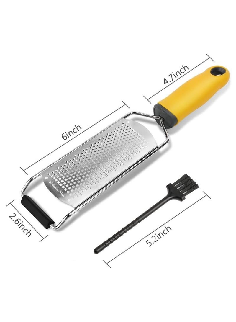 SYOSI Cheese Grater Handheld,Kitchen Lemon Zester Grater for Cheese,Lemon, Ginger,Garlic,Vegetables,Fruits(with Protective Cover + Cleaning Brush) - Image 3