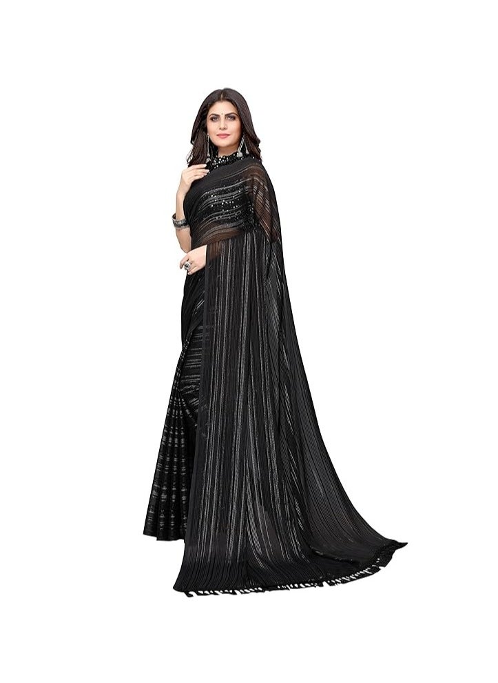 مملكة الإكسسوارات ساري جورجيت نسائي مع جاري وبلوزة مخملية بتسلسل  - Image 2