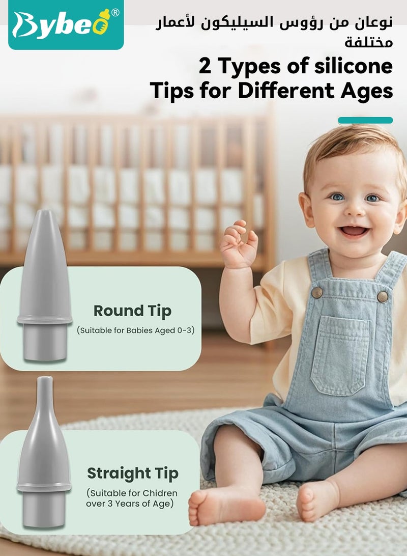 Bybeo Baby Nasal Aspirator+ 2PCS Nasal Wash Syringe Set,  Electric Nose Suction, Baby Nose Sucker with Night Light and Lullabies, Reusable Safe Nose Cleaner Set for Newborn, Toddler and Baby, 6 Adjustable Suction Levels - Image 3