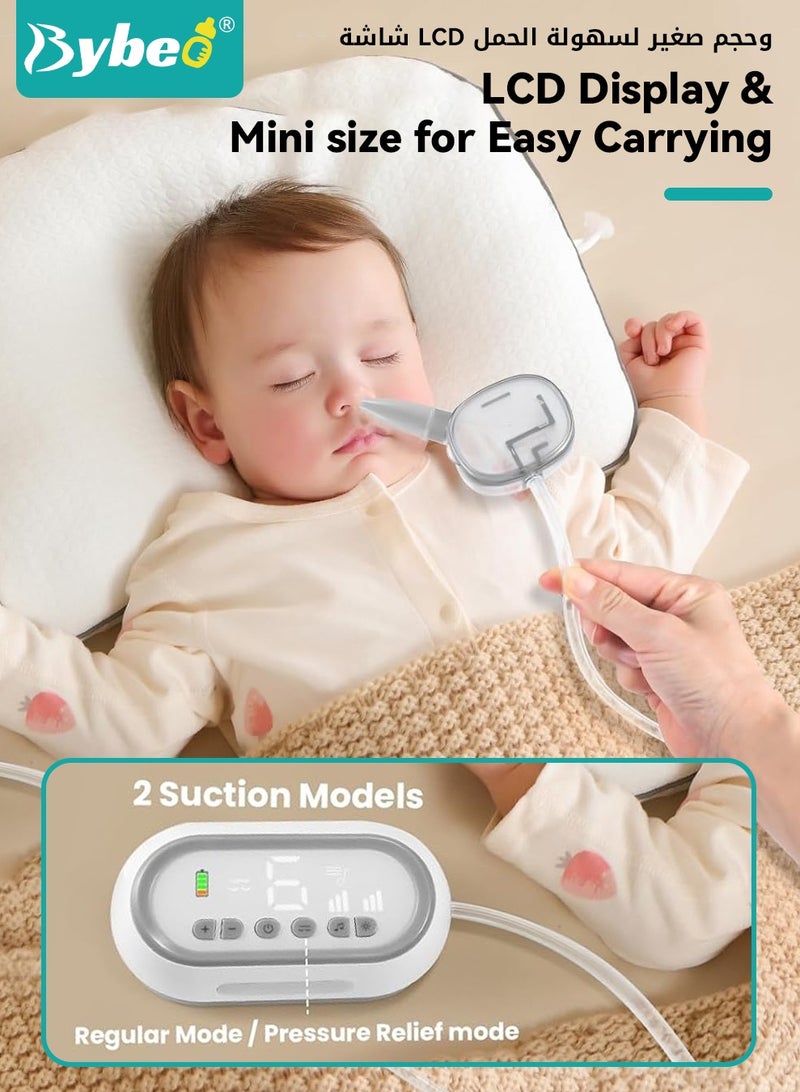 Bybeo Baby Nasal Aspirator+ 2PCS Nasal Wash Syringe Set,  Electric Nose Suction, Baby Nose Sucker with Night Light and Lullabies, Reusable Safe Nose Cleaner Set for Newborn, Toddler and Baby, 6 Adjustable Suction Levels - Image 5
