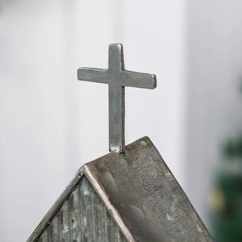 Synovana Church Shaped Tea Light Candle Holder Farmhouse Galvanized Metal Candle Holder Vintage Decorative Tealight Holder for Table Centerpiece Decoration - 4.53" x 1.97" x 10.43" - Image 5