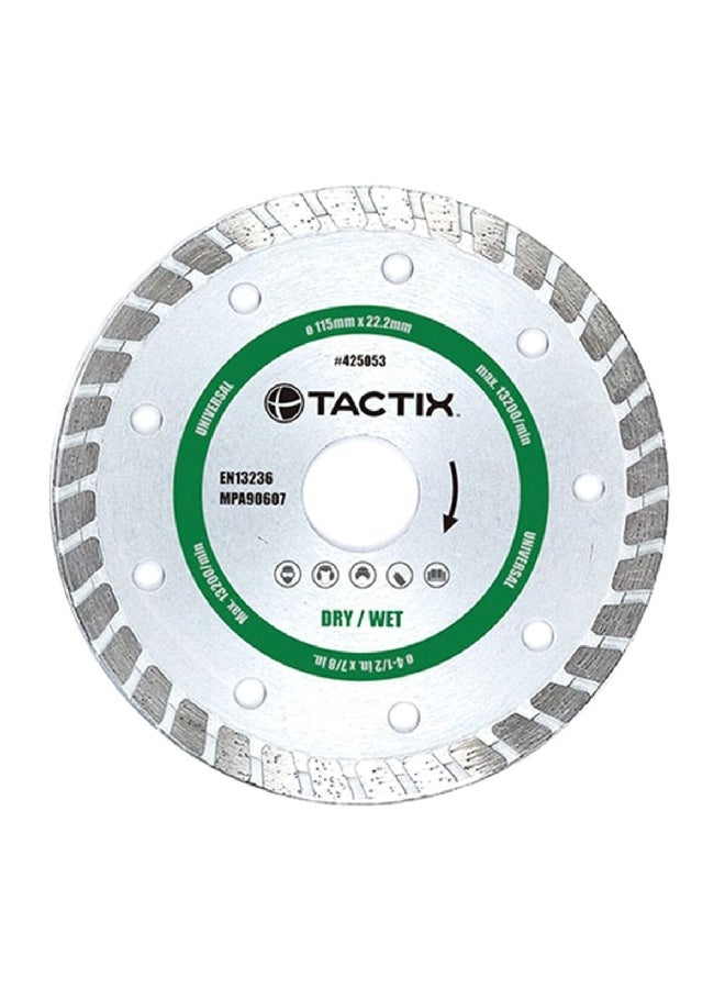Tactix 13200RPM Break-Resistant Turbo Diamond Blade for Wet and Dry Surface White 115 mm 425053  - Image 2