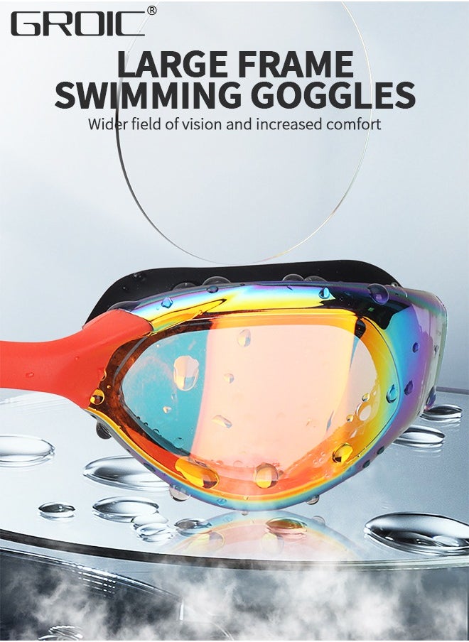 GROIC 5-PCs Adults Swim Set Including Swim Goggles, Swimming Caps, Ear Plug, Nose Clip and Storage Box, Anti Fog Swim Goggles with Silicone Nose Clip Ear Plugs No Leaking for Adults  - Image 2