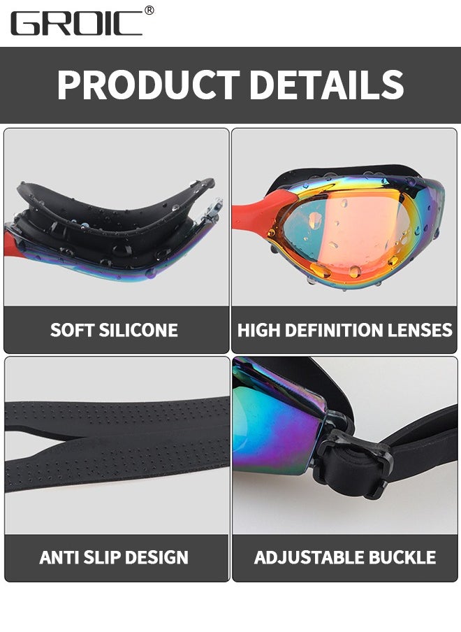 GROIC 5-PCs Adults Swim Set Including Swim Goggles, Swimming Caps, Ear Plug, Nose Clip and Storage Box, Anti Fog Swim Goggles with Silicone Nose Clip Ear Plugs No Leaking for Adults  - Image 4