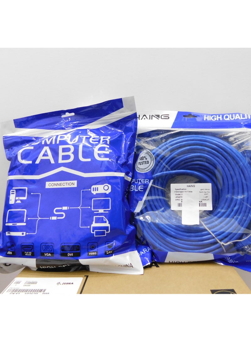 Haing CAT6 network cable, 10 meters long, blue, with high quality, with a high data transfer speed - Image 2