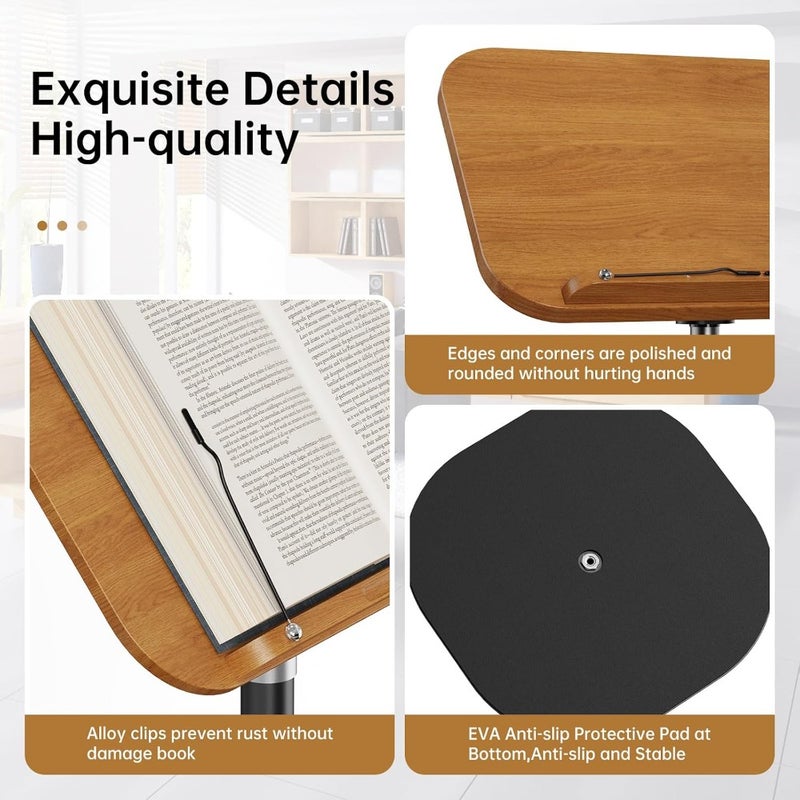 Quran Stand Holder for Reading, Aluminum Alloy, Black, Adjustable Height and Angle with Page Clip, Sturdy Podium Stand for Bible, Laptop, or Projector - Image 5