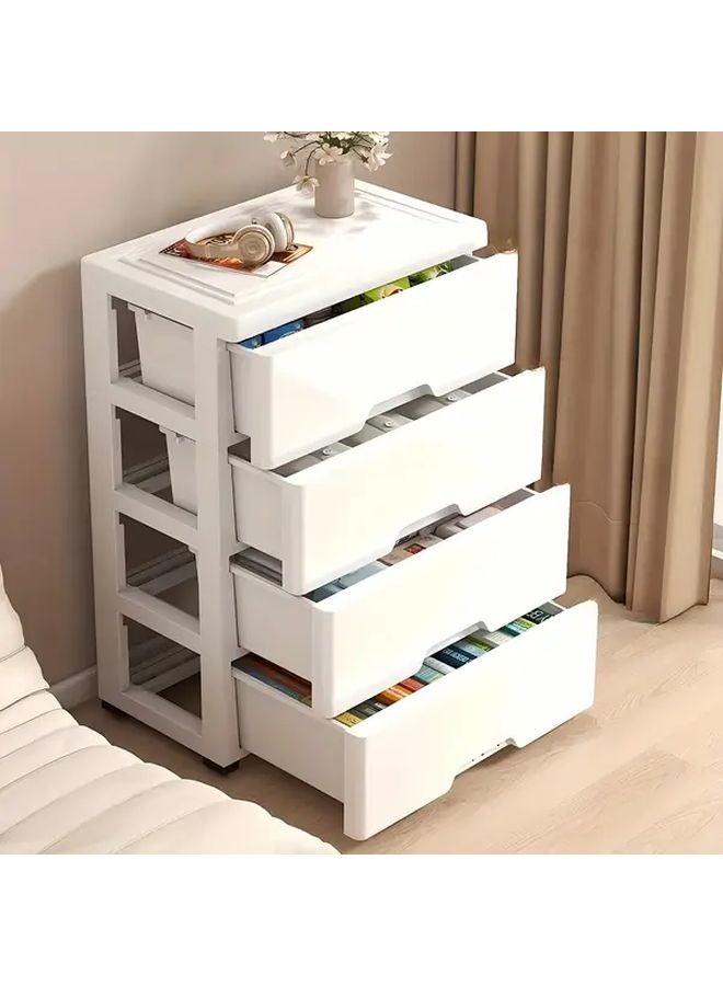 5 Tier White Plastic Storage Cabinet With Smooth Sliding Drawers Large Capacity Organizer - Image 1