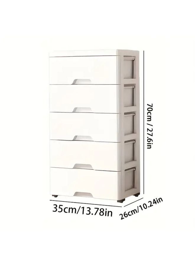 5 Tier White Plastic Storage Cabinet With Smooth Sliding Drawers Large Capacity Organizer - Image 4