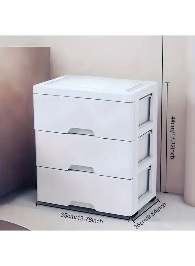 5 Tier White Plastic Storage Cabinet With Smooth Sliding Drawers Large Capacity Organizer - Image 3