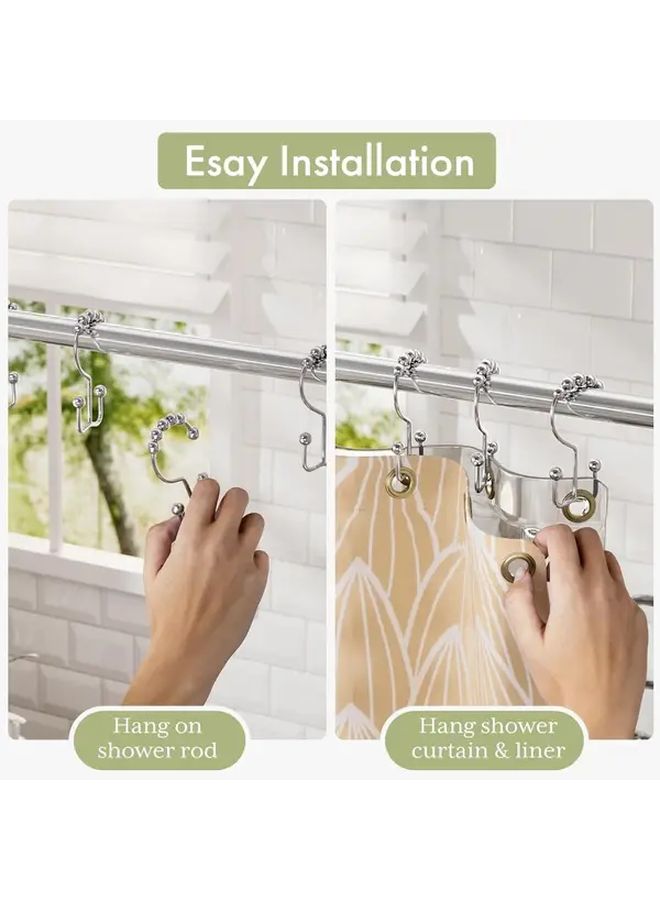 Polished Chrome Shower Curtain Hooks Set of 12 Stainless Steel Rust Resistant Rings - Image 5
