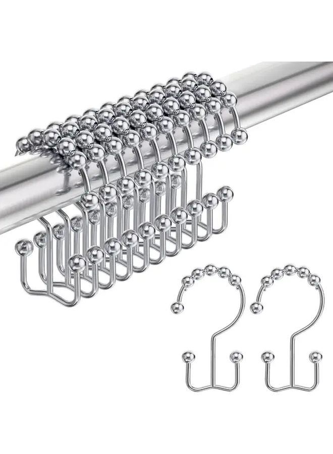 Polished Chrome Shower Curtain Hooks Set of 12 Stainless Steel Rust Resistant Rings - Image 1