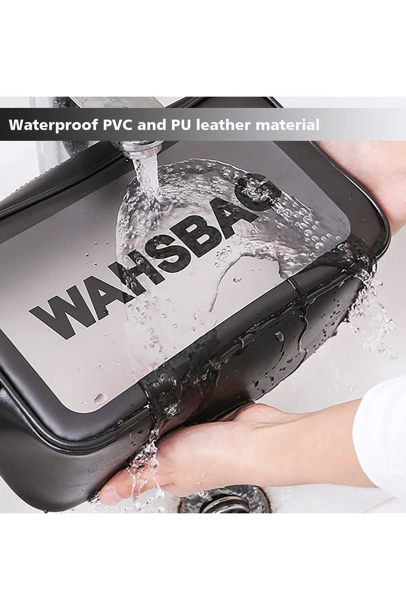 Cosmetic Bag,3 Pcs Toiletry Bag Makeup Bag Travel Bag Set for Toiletries, Portable Toiletry Bags for Traveling Women, Translucent Waterproof Make Up Bag for Travel and Bathroom (Black) - Image 3