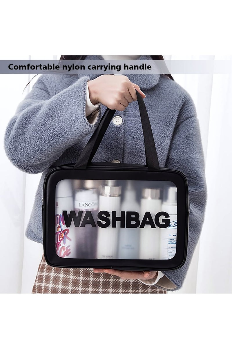 Cosmetic Bag,3 Pcs Toiletry Bag Makeup Bag Travel Bag Set for Toiletries, Portable Toiletry Bags for Traveling Women, Translucent Waterproof Make Up Bag for Travel and Bathroom (Black) - Image 5