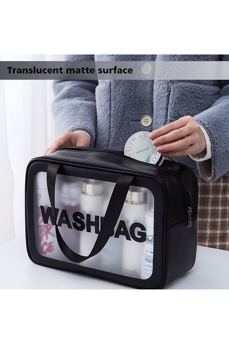 Cosmetic Bag,3 Pcs Toiletry Bag Makeup Bag Travel Bag Set for Toiletries, Portable Toiletry Bags for Traveling Women, Translucent Waterproof Make Up Bag for Travel and Bathroom (Black) - Image 4