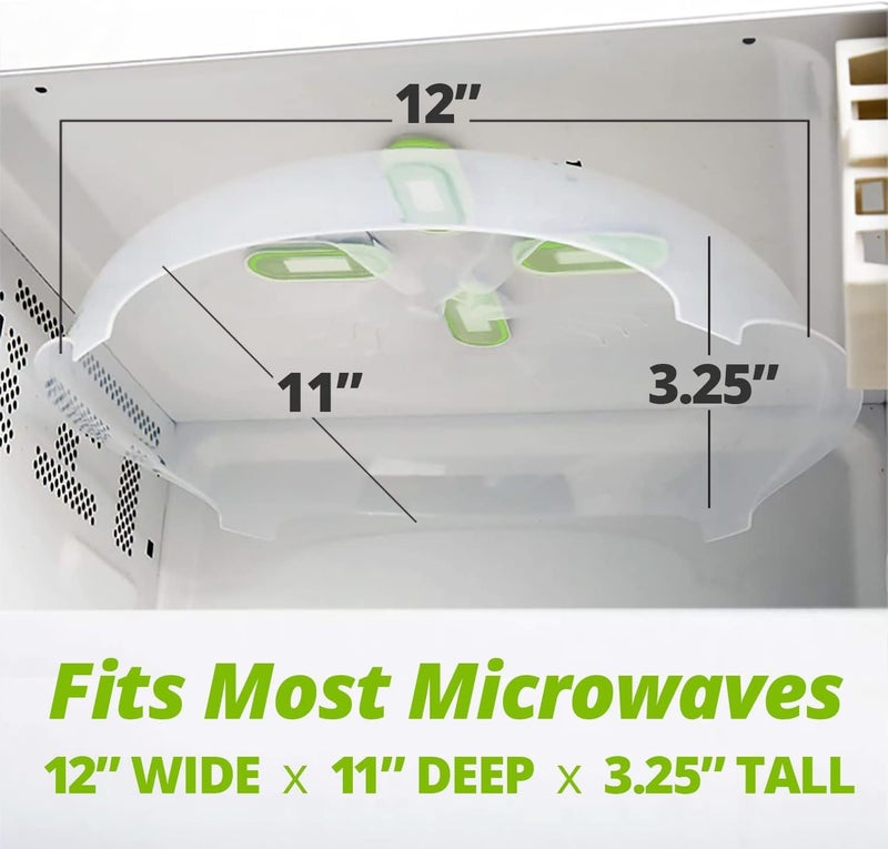 HOVER COVER Magnetic Microwave Cover for Food | Clear Microwave Splatter Cover | Microwave Plate Cover with Steam Vents | Food Grade Dish Cover | BPA-Free | Dishwasher Safe | Green - Image 2