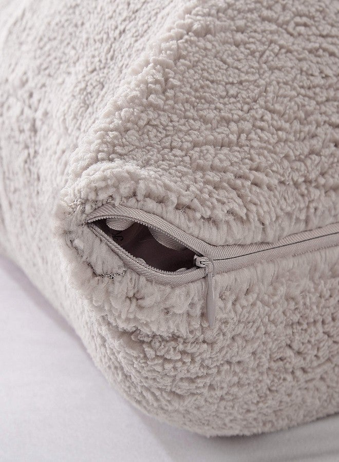 Reafort Ultra Soft Sherpa Body Pillow Cover/Case with Zipper Closure 21"x54" (21"x54" Body Pillow Cover, Taupe) - Image 4