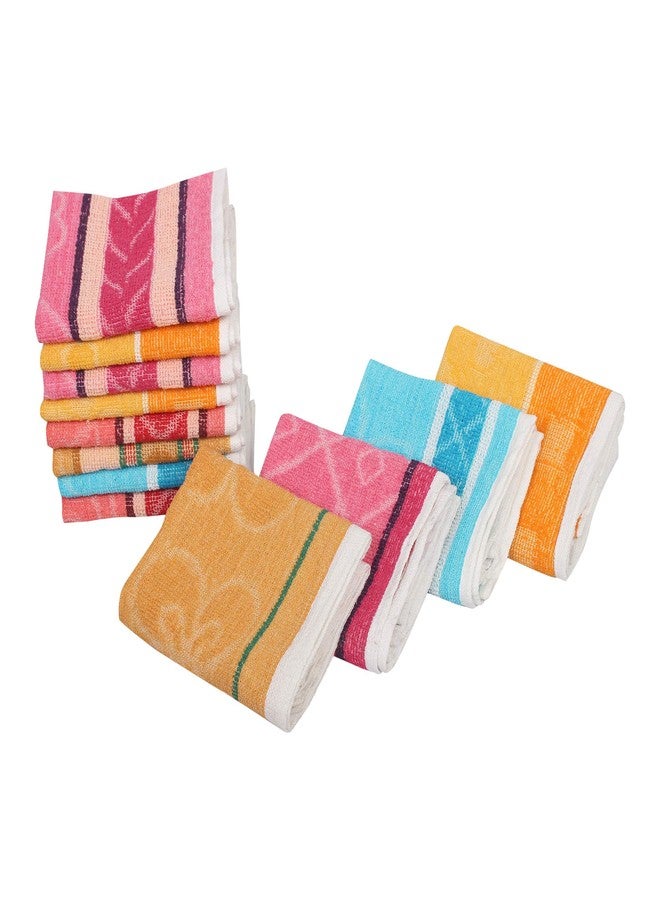 GRGRASP Thread That Bind Relations 300 GSM Cotton Zero Twist Face and Hand Towel (Multicolour, Small) - Set of 12 Pieces - Image 1
