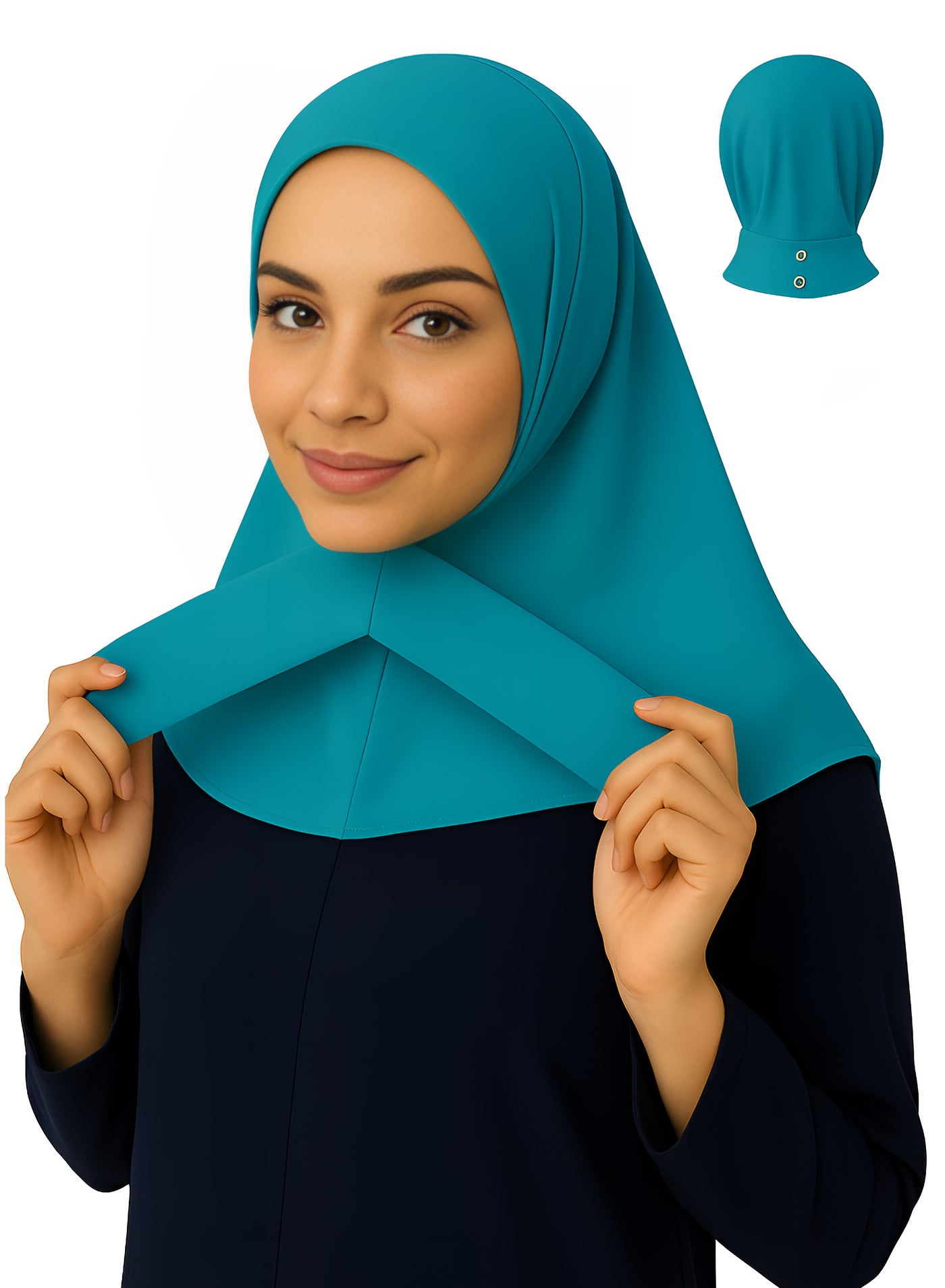 Instant Lake Blue Hijab for Women – Lightweight Full Coverage Headscarf with Adjustable Non-Slip Fit, Ready to Wear (1 Piece)