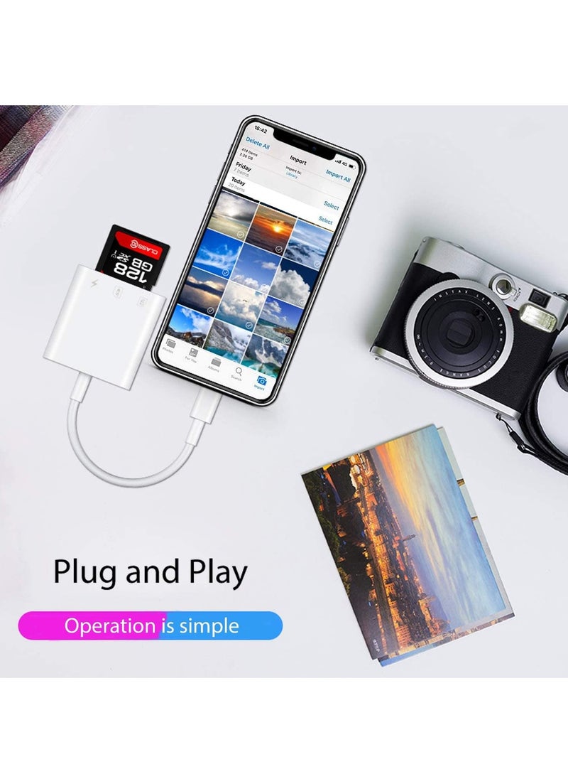 Generic - Lightning to SD Card Camera Reader for iPhone iPad,Micro SD&Memory Card Reader Plug and Play Trail Camera Viewer SD Card Adapter for Phone 13/12/11/XS/XR/X/8/7 - Image 1
