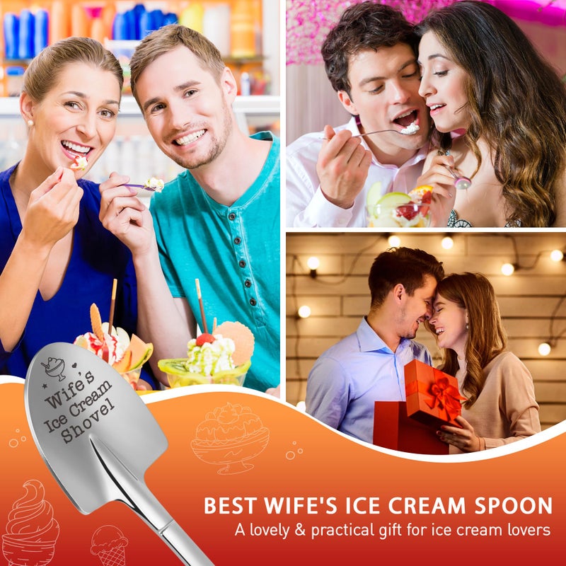 LEJIAJINW Mothers Day Wife Gift from Husband, Funny Easter Basket Stuffers for Wife Romantic I Love You Anniversary Birthday Gift for Women Mothers Day Wife's Ice Cream Shovel Spoon for Ice Cream Lover - Image 5