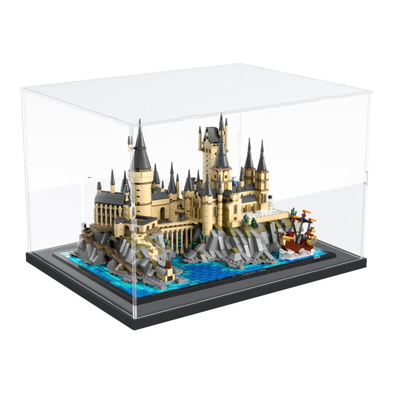 Choowin Acrylic Display Case for Lego 76419 for Lego Hogwarts Castle and Grounds for Lego Display Thickened Clear Acrylic Display Cases for Collectibles Assemble Dustproof Display BoxBlack Base - Image 2
