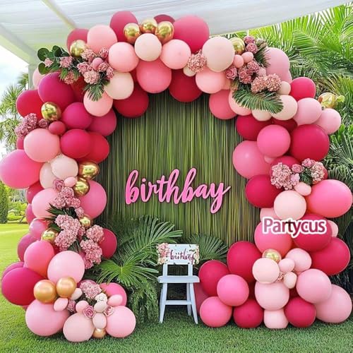 Partycus Hot Pink Balloon Arch Kit Double Stuffed Dark Light Pink Magenta Blush Gold Balloon Garland for Birthday Baby Shower Wedding Valentines Party Decoration - Image 5
