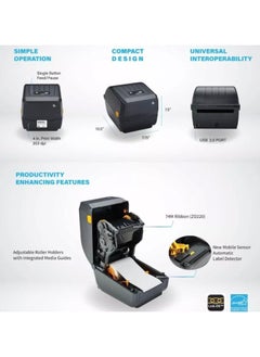 ZEBRA ZEBRA [ZD-220T] Direct Thermal & Thermal Transfer Barcode Printer 203DPI  - Image 2