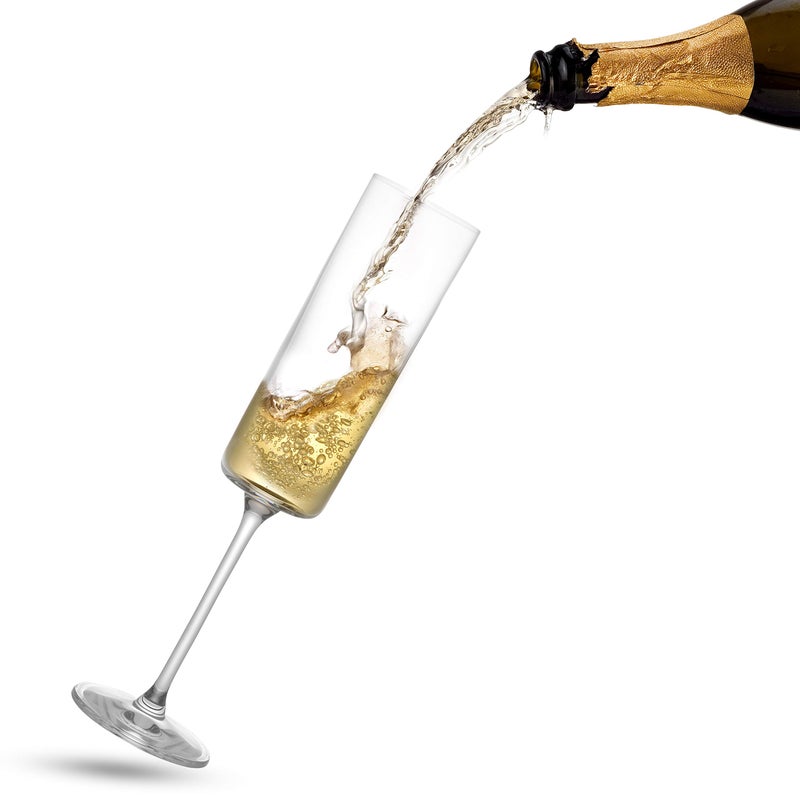 JoyJolt JoyJolt Champagne Flutes – Claire Collection Crystal Champagne Glasses Set of 2 – 5.7 Ounce Capacity – Exquisite Craftsmanship – Ideal for Home Bar, Special Occasions – Made in Europe  - Image 3