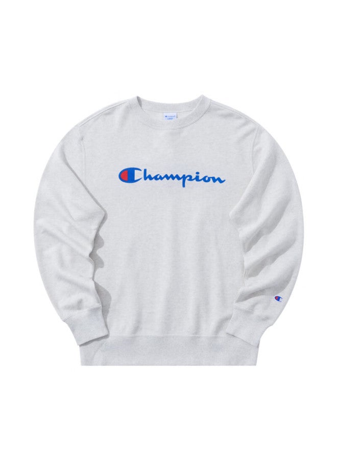 Champion Champion Men's Sweatshirt, Autumn New Arrival, American Trendy Brand, Large Handwritten Pure Cotton Crew Neck Top, Light Gray  - Image 3
