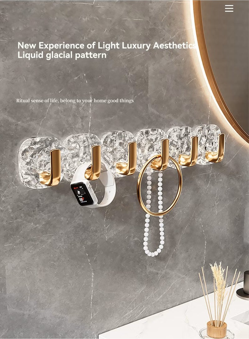 8Pcs Multipurpose Acrylic Wall Storage Hook Decorative Gold Hook Strong Adhesive Wall Hooks  - Image 2