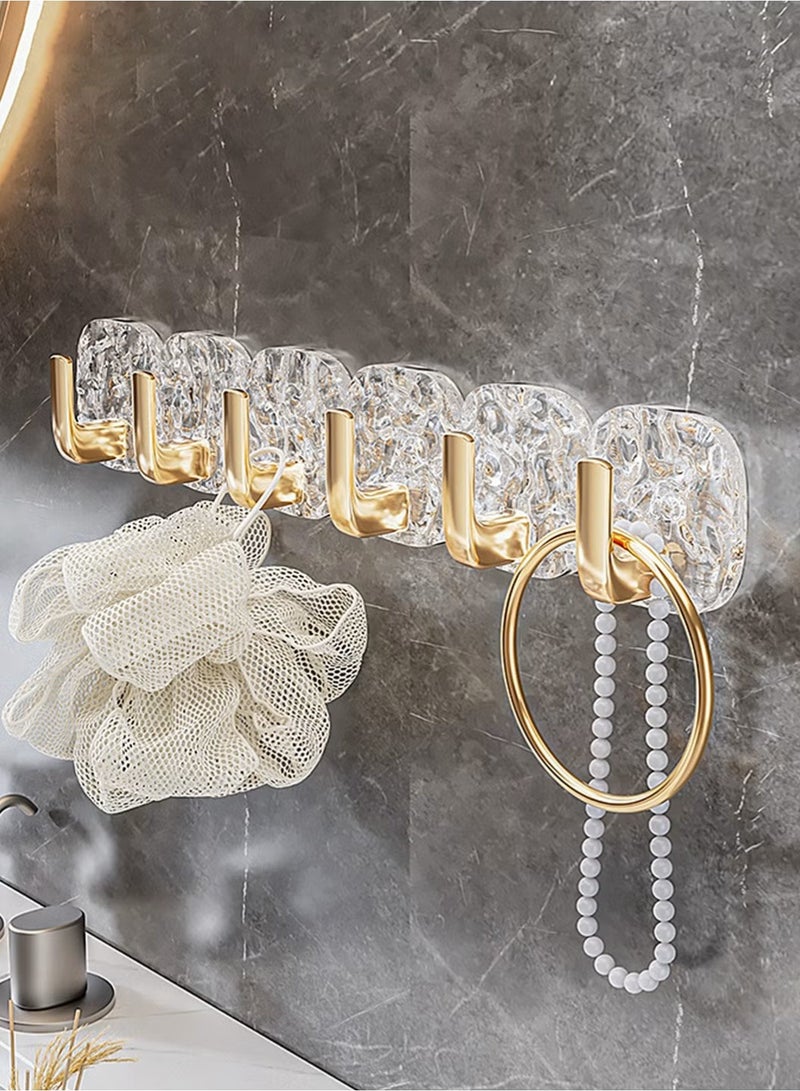 8Pcs Multipurpose Acrylic Wall Storage Hook Decorative Gold Hook Strong Adhesive Wall Hooks  - Image 1