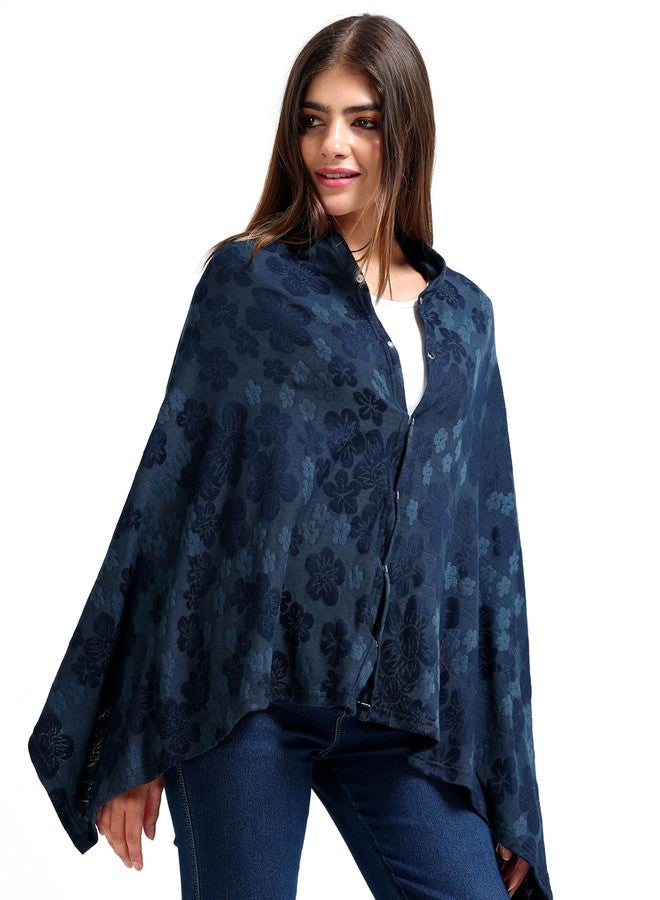 AGUILA Premium Soft And Warm Feeding shawl Feeding Cloak (NAVY) (Aqua Blue) - Image 1