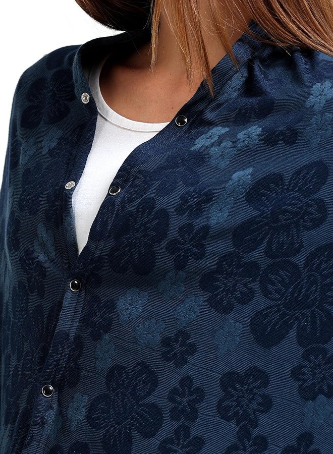 AGUILA Premium Soft And Warm Feeding shawl Feeding Cloak (NAVY) (Aqua Blue) - Image 5