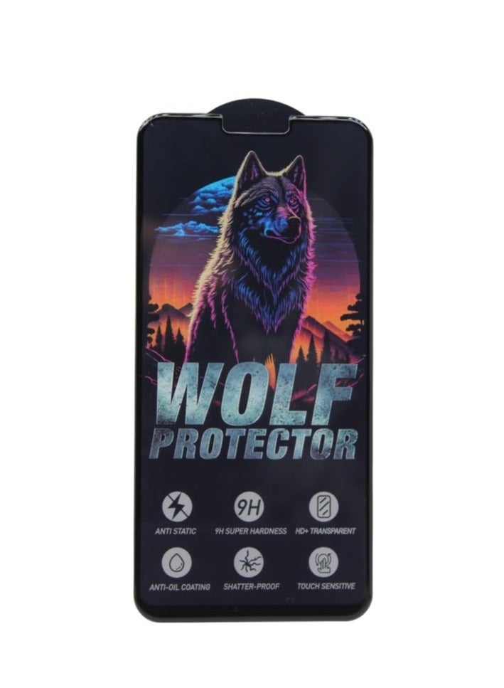 Wolf Protector Design Tempered Glass Screen Protector for Oppo F7 - Clear & Black