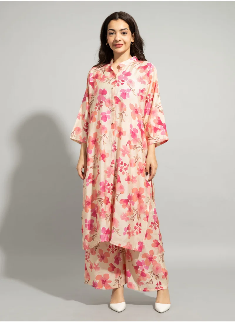 IKKXA Two-Piece Floral Punjabi Set IN9067 Pink