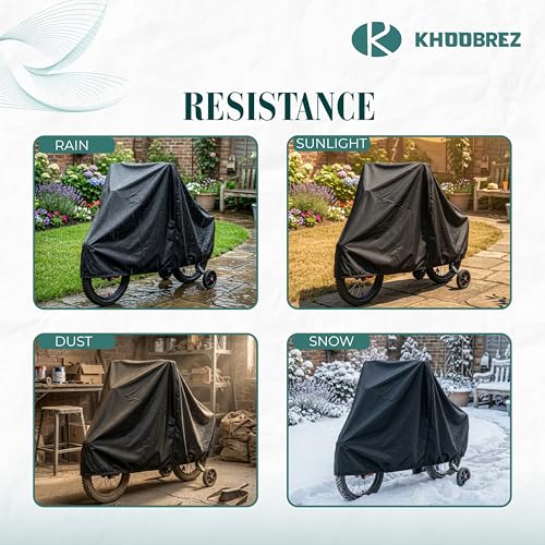 KHOOBREZ Polyester Waterproof, Indoor And Outdoor Kids Bike, Scooter and Cycle Cover for Electric Battery Powered Children Wheels Toy Vehicles - Universal Fit KBSC(Black) - Image 5