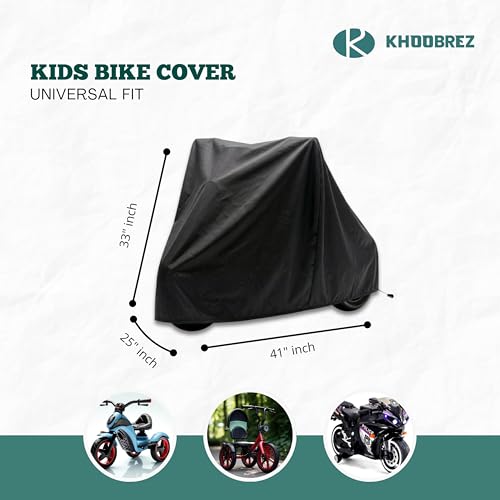 KHOOBREZ Polyester Waterproof, Indoor And Outdoor Kids Bike, Scooter and Cycle Cover for Electric Battery Powered Children Wheels Toy Vehicles - Universal Fit KBSC(Black) - Image 2