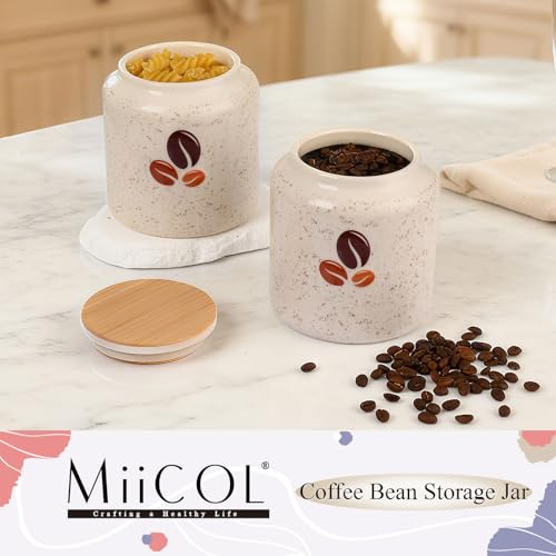 Miicol Ceramic Storage Canister with Airtight Lid, Food Storage Container, Round Coffee Canister, Pantry Organizer, Kitchen Storage Jar for Coffee Bean, Flour, Pasta, Sugar, Spices, Tea, 20 fl.oz‌ - Image 2