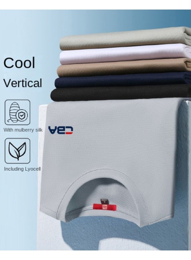 Men's Round Neck Short Sleeve T-shirt With Mulberry Silk, Summer Casual Tee, Breathable And Cool, High-end Feel For Teens - Image 1