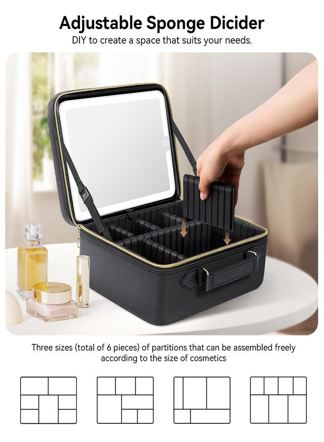 JUSRON Portable Makeup Artist Organizer Bag with Adjustable Dividers, Makeup Brush Holder Storage, Black, Large, High-end & Fashion - Image 5